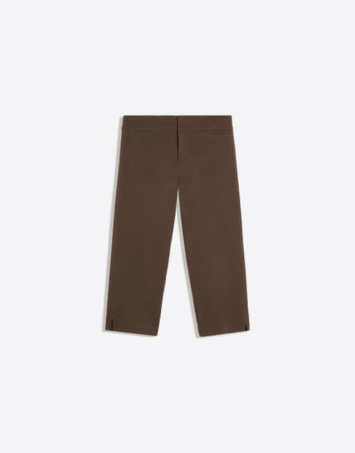 Bershka Bengaline capris in brown, 5 of 5