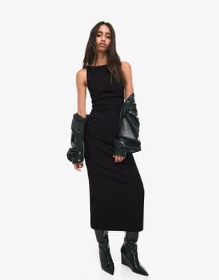 Bershka - Bengaline-Midikleid in Schwarz