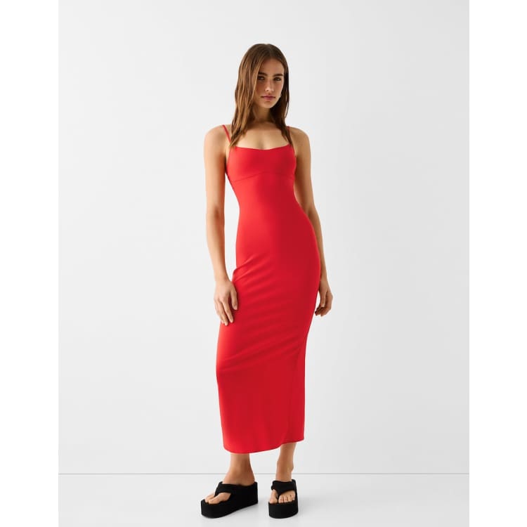 bershka red wrap dress Bershka Maxi dress - red - (Pre-owned)