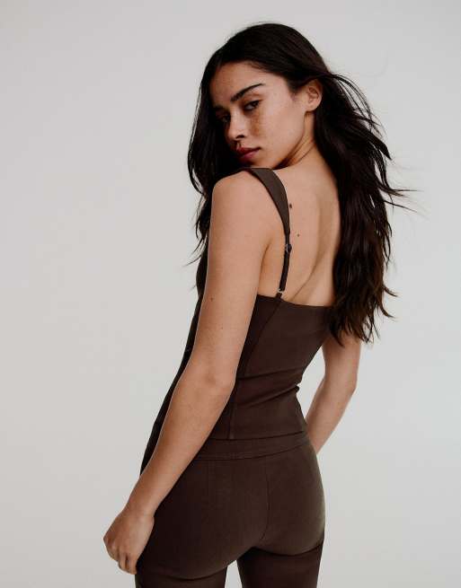 Bershka Bengaline-Trägertop in Braun, 3 von 5