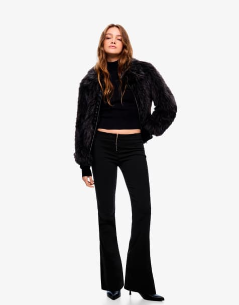 Bershka Bengaline trousers with zip in black - view 1