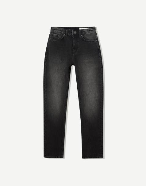 Bershka – Bequeme Mom-Jeans in Schwarz mit hohem Bund - view 1