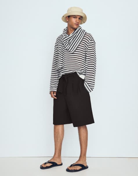 Bershka - Bermuda ample avec ceinture - Noir - view 1