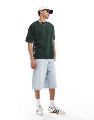 Bershka - Bermuda baggy en denim - Bleu clair