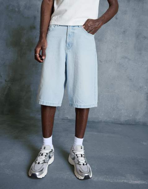 Bershka - Bermuda baggy en denim - Bleu clair - view 1