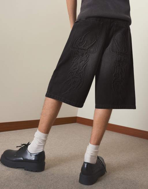 Bershka - Bermuda baggy en denim - Noir, 3 de 4