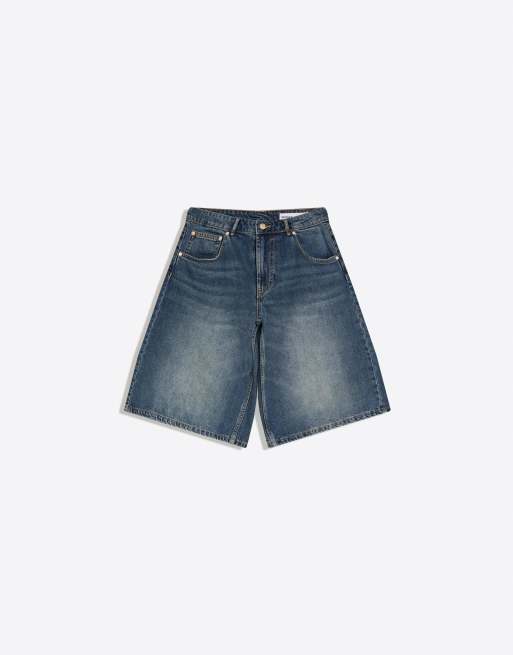 Bershka - Bermuda baggy en jean - Bleu, 2 de 4