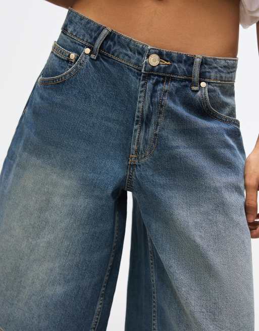 Bershka - Bermuda baggy en jean - Bleu, 3 de 4