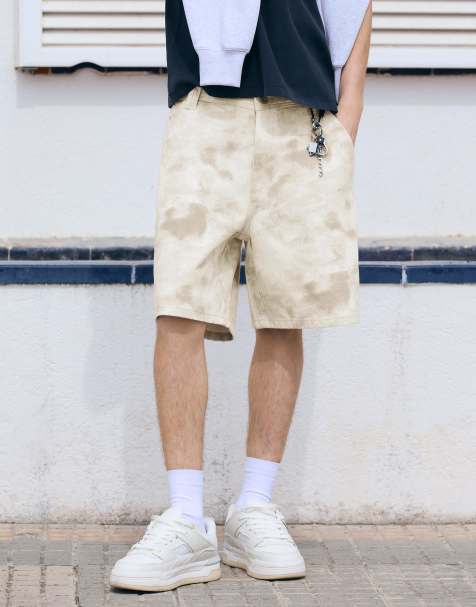 Bershka - Bermuda baggy imprimé sur l'ensemble - Gris - view 1