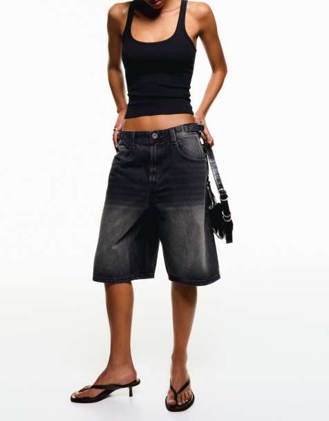 Bershka - Bermuda bouffant en jean - Noir - view 1