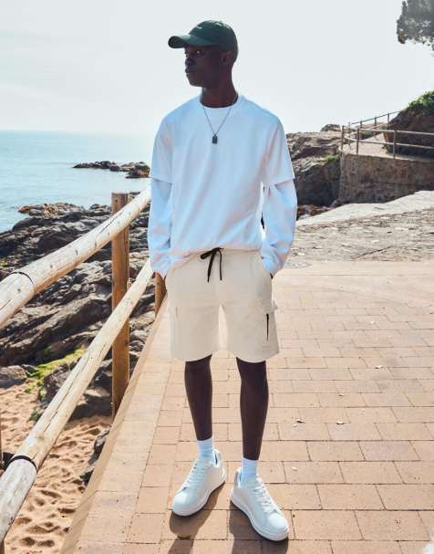 Bershka - Bermuda cargo classique - Blanc - view 1