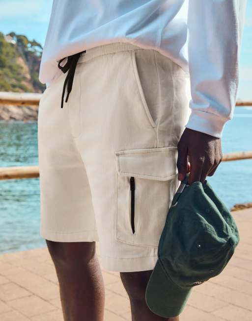 Bershka - Bermuda cargo classique - Blanc, 2 de 4