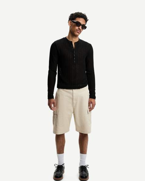 Bershka bermuda cargo shorts in beige   - view 1