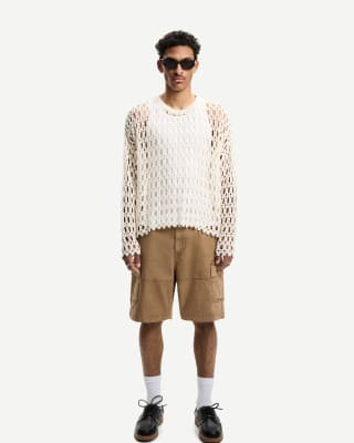 Bershka bermuda cargo shorts in camel   - view 1