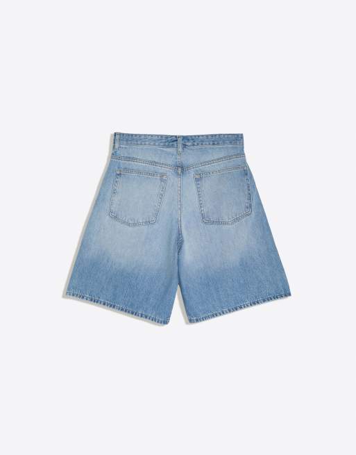 Bershka - Bermuda en jean à taille croisée - Bleu moyen, 6 de 6