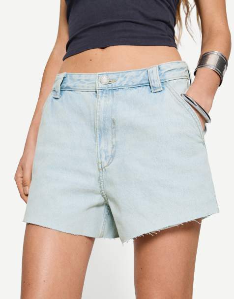 Bershka - Bermuda en jean coupe skateur - Bleu - view 1