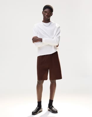Bershka - Bermuda en maille interlock - Marron