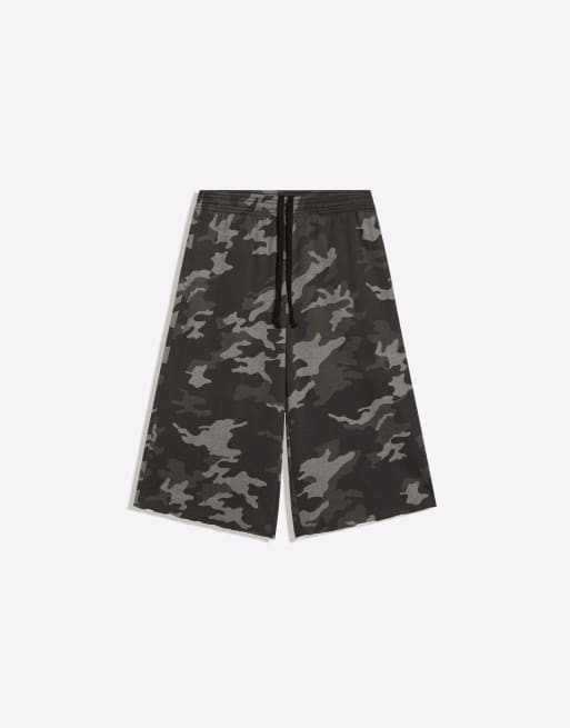 Bershka - Bermuda in jersey grigi con stampa, 4 di 4