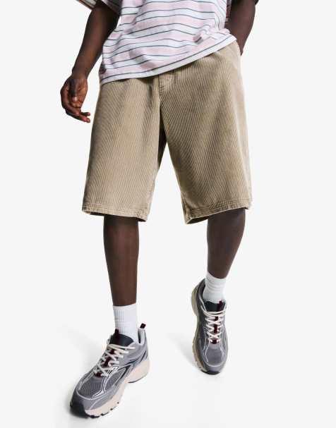 Bershka - Bermuda stile joggers in tessuto a coste beige - view 1