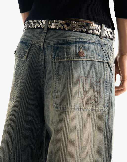 Bershka - Bermuda ultra-baggy en denim - Bleu, 3 de 4