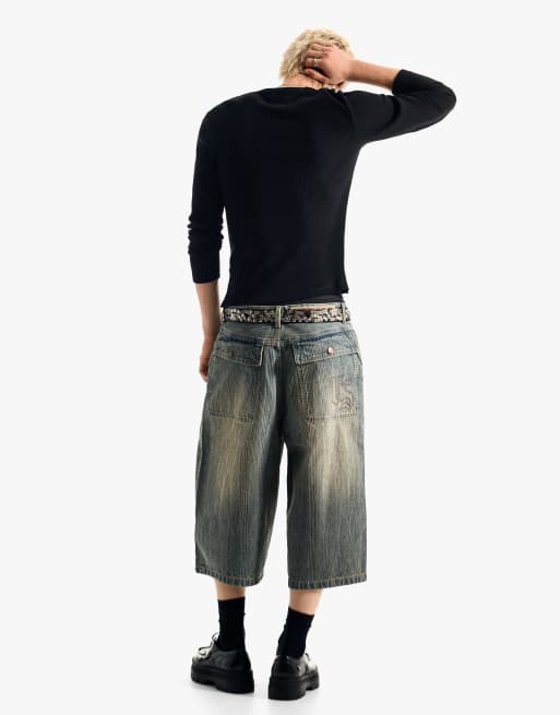 Bershka - Bermuda ultra-baggy en denim - Bleu, 4 de 4