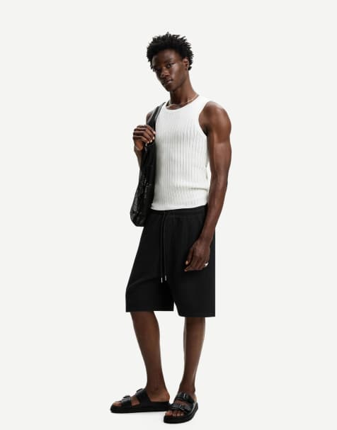 Bershka - Bermudashort met textuur in zwart - view 1