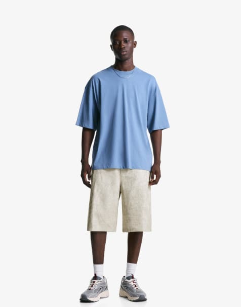 Bershka – Bermudashorts in Grau mit Print - view 1