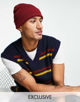 Bershka - Berretto in maglia bordeaux