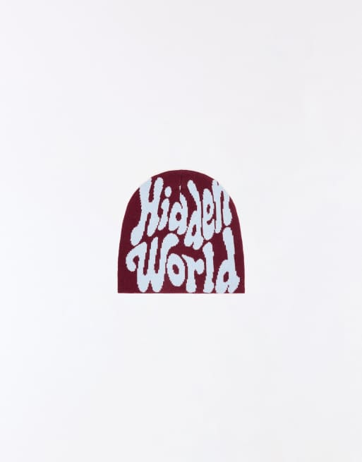 Bershka berretto lavorato a maglia bordeaux, 2 di 4