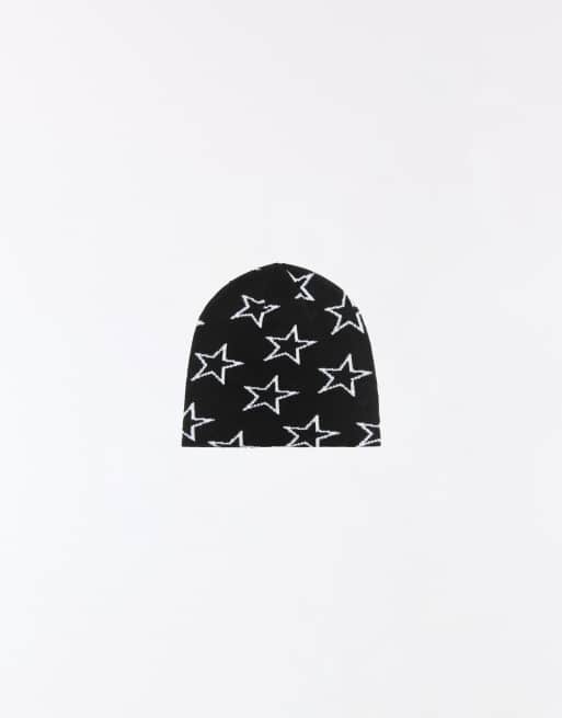 Bershka berretto lavorato a maglia con motivo a stelle nero, 2 di 4
