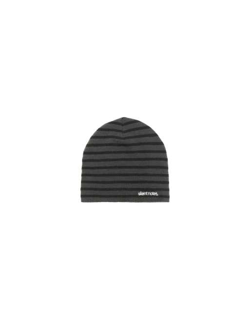 Bershka Bestickte gestreifte Strickmütze in Schwarz, 5 von 5