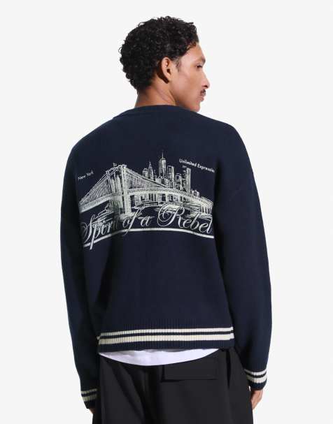 Bershka – Bestickte Kappe in Blau - view 1