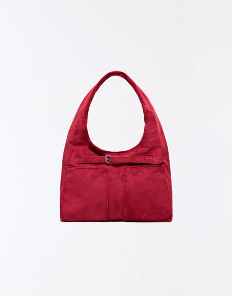 Bershka – Beuteltasche aus Wildlederimitat in Rot - view 1