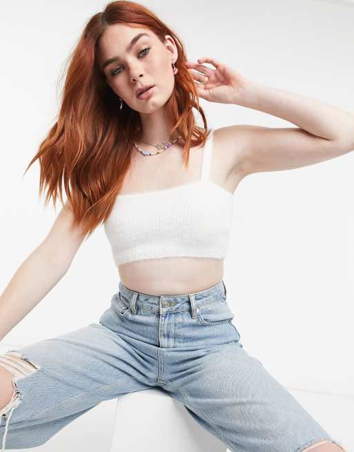Bershka – Biały top na ramiączkach – część zestawu