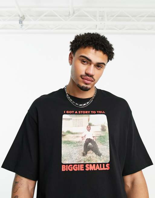Bershka - Biggie Smalls - Sort T-shirt med print, 2 af 4