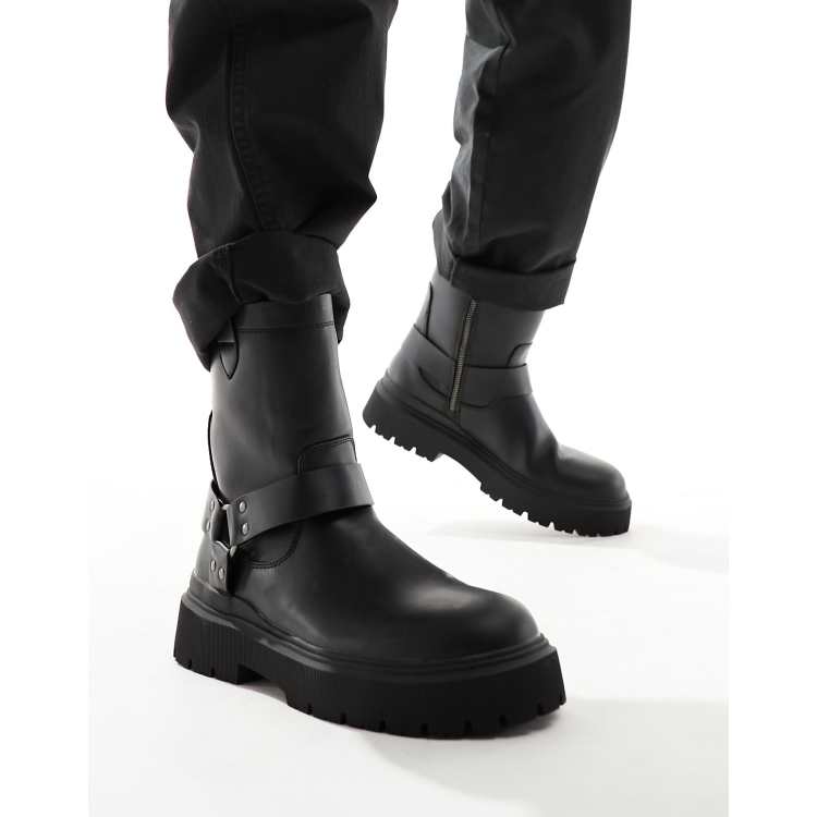 Biker boots bershka best sale