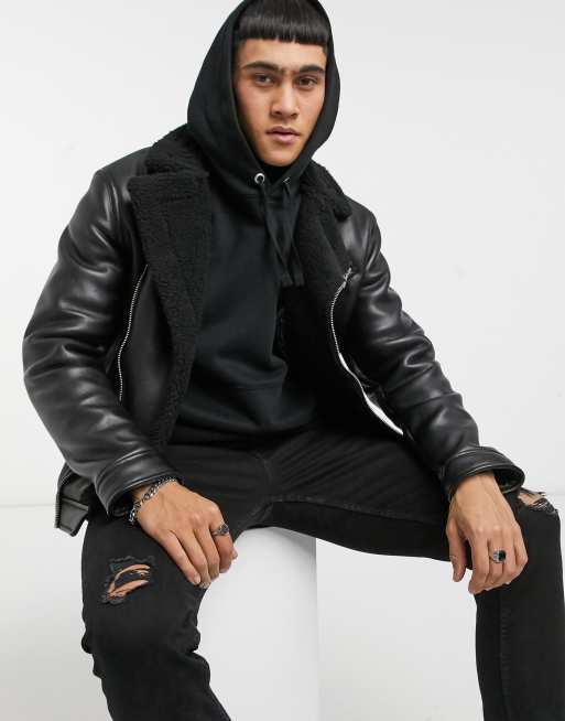 Asos teddy clearance borg biker