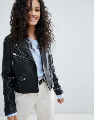 bershka white leather jacket