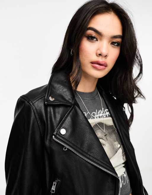 Bershka - Bikerjack van imitatieleer in zwart, 3 van 4