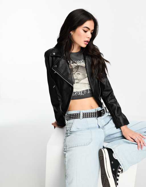 Bershka - Bikerjack van imitatieleer in zwart, 4 van 4