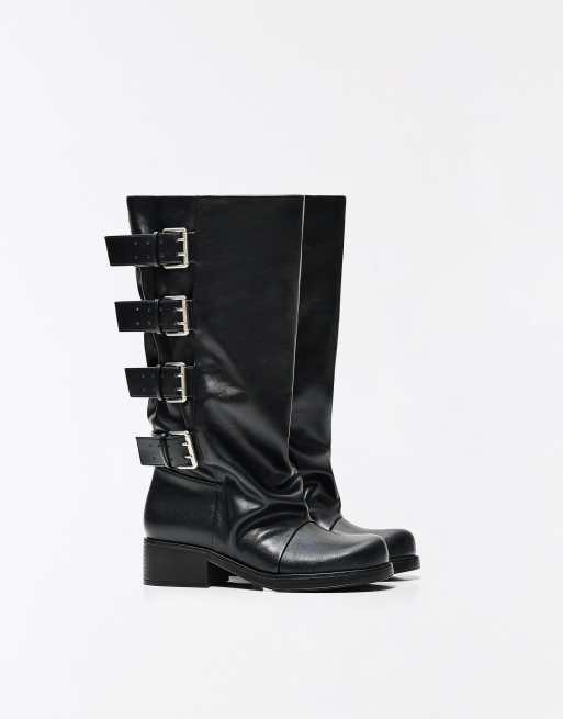 Bershka bikerlaars met gespen in zwart, 6 van 6