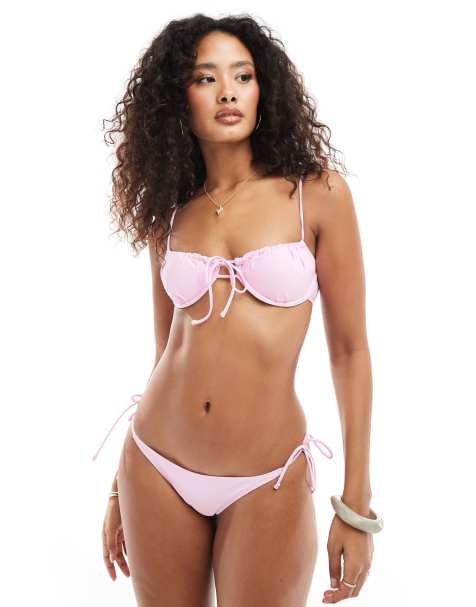 Bershka - Bikini in raso allacciato sul davanti - view 1