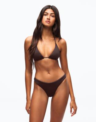 Bershka - Bikini-Tanga in Braun-Brown