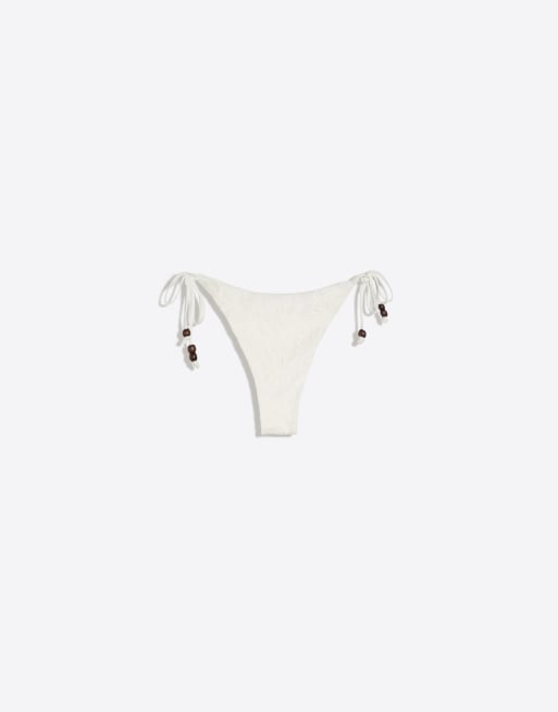 Bershka – Bikinihose in Ecru mit Spitze, 4 von 4