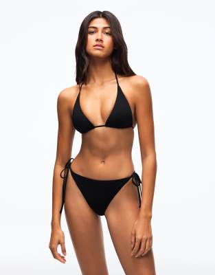 Bershka - Bikinihose zum Binden in Schwarz