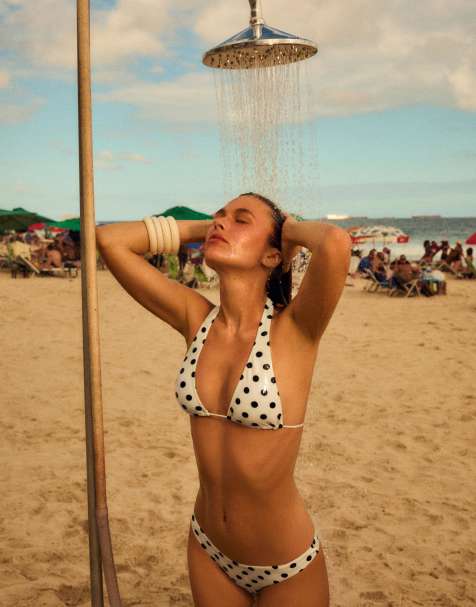 Bershka - Bikiniset met halternek en stippen in ecru - view 1