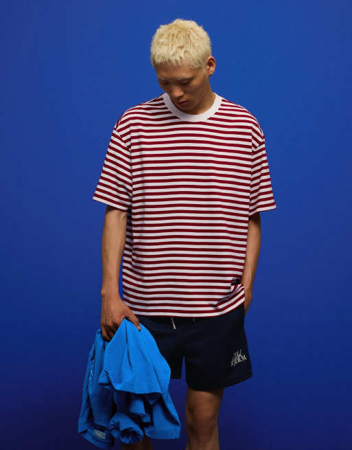 Bershka - Blå afslappet T-shirt med striber, 3 af 4