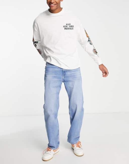 Bershka – Blå, baggy jeans