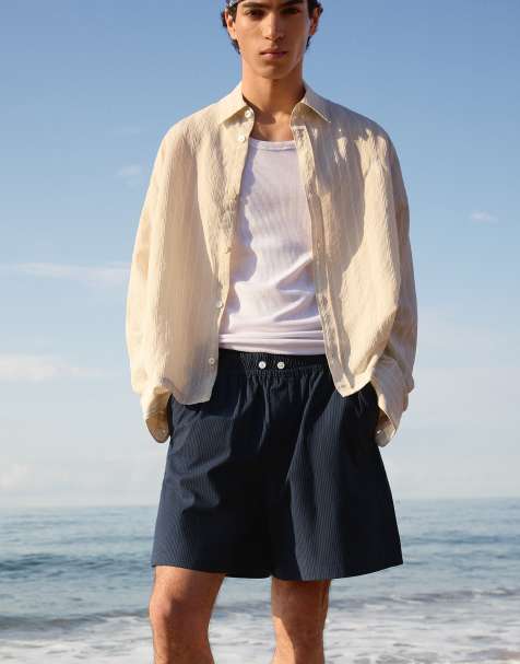 Bershka - Blå bermudashorts i firkantet pasform - view 1