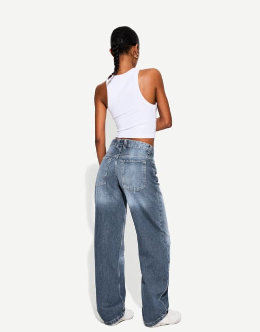 Bershka – Blå jeans med barrelben, 2 av 4